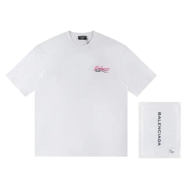 Balenciaga Script Wave Logo T-Shirt White