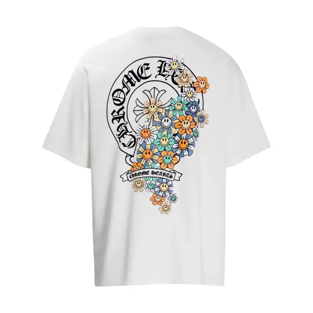 Chrome Hearts Horseshoe Smiley Flowers T-Shirt White