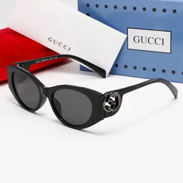 Gucci Cat-Eye Sunglasses Black Grey Gunmetal