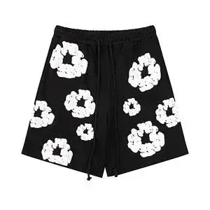 Denim Tears Cotton Wreath Shorts Black White