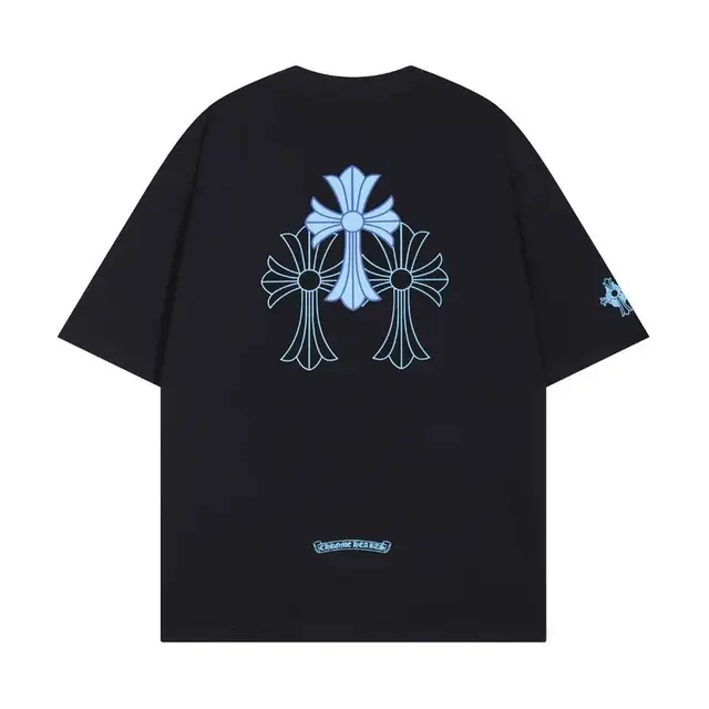 Chrome Hearts Triple Cross T-Shirt Black/Light Blue