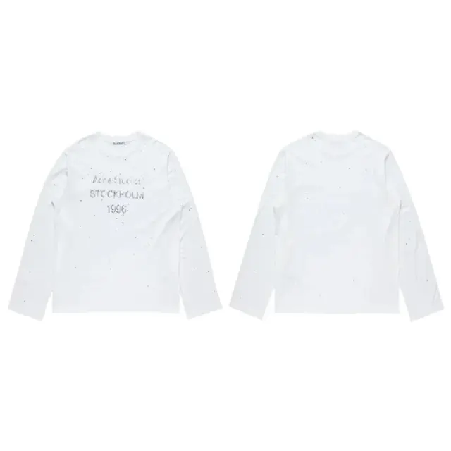 Acne Studios 1996 Rhinestone Long Sleeve T-Shirt White