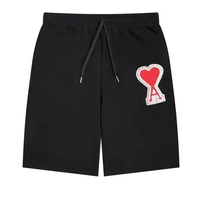AMI Paris Ami de Cœur Shorts Black Red