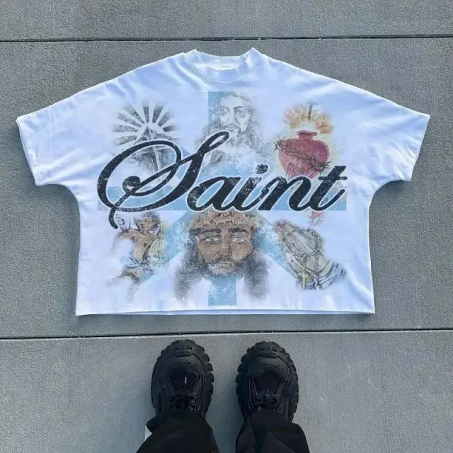 SAINT Mxxxxxx Religious Graphic T-Shirt White