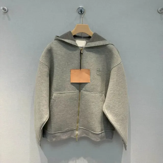 Miu Miu Zip-Up Hoodie Grey