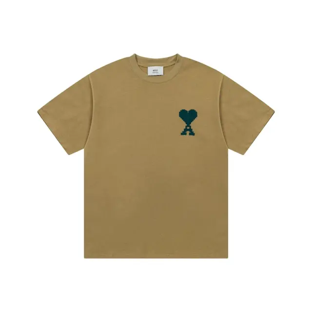 AMI Paris Ami de Coeur Pixel T-Shirt Khaki Green