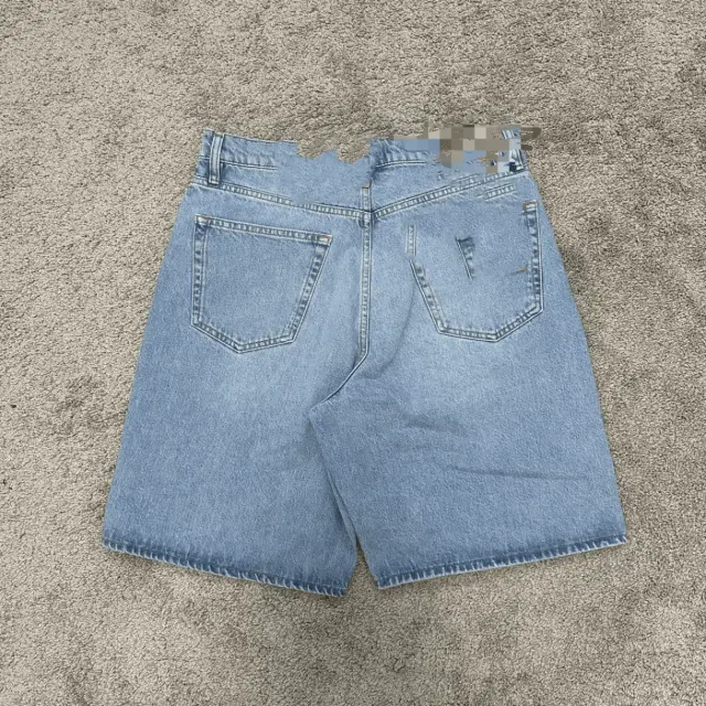 Wide-Leg Denim Shorts Light Blue Wash