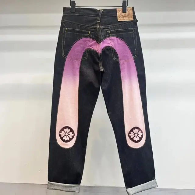 EVISU Daicock Gradient Jeans Black and Purple