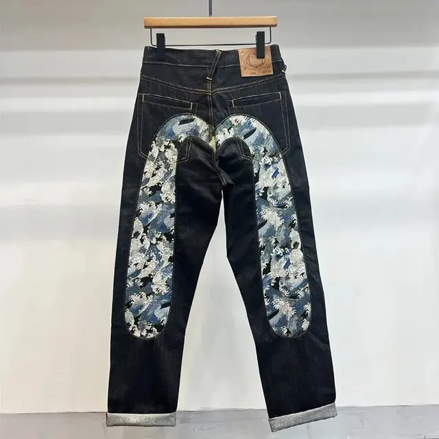 EVISU Daicock Wave Jeans Black and Blue