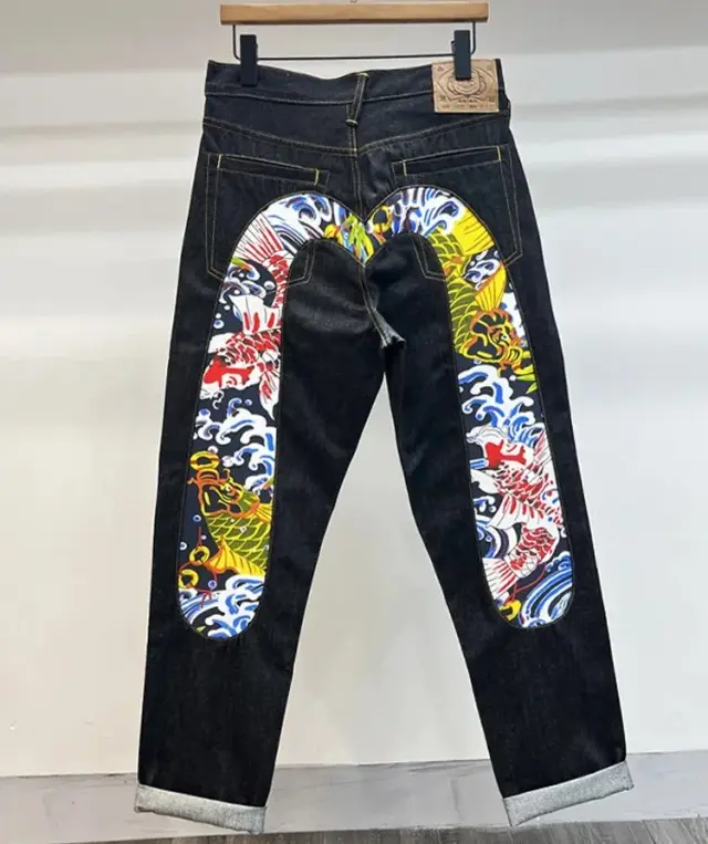EVISU Daicock Koi Carp Jeans 'Black'