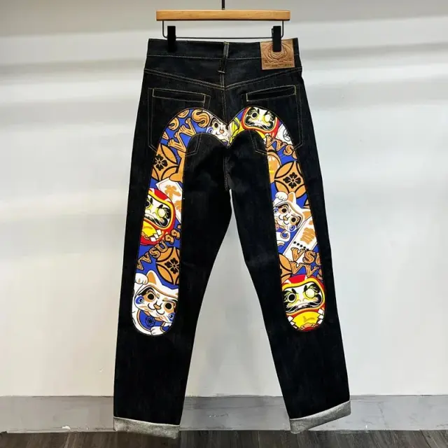 EVISU Daicock Daruma & Lucky Cat Jeans 'Black'