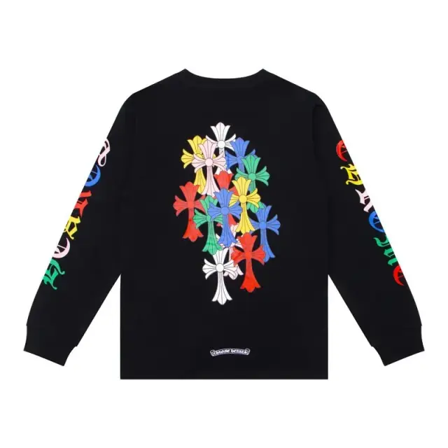 Chrome Hearts Multi Color Cross Cemetery Long Sleeve T-Shirt Black
