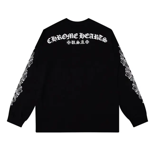 Chrome Hearts Floral Cross Sleeve Long Sleeve T-Shirt Black