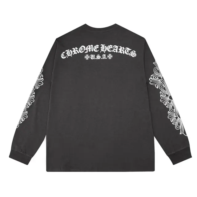 Chrome Hearts Floral Cross Sleeve Long Sleeve T-Shirt Grey
