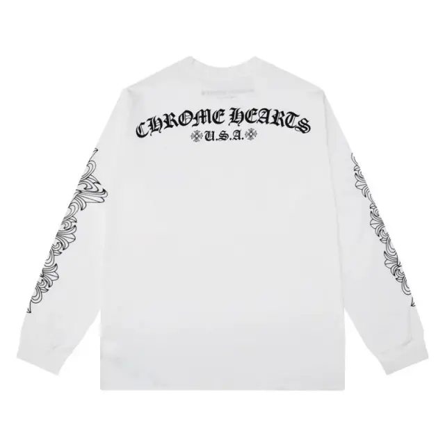 Chrome Hearts Floral Cross Sleeve Long Sleeve T-Shirt White