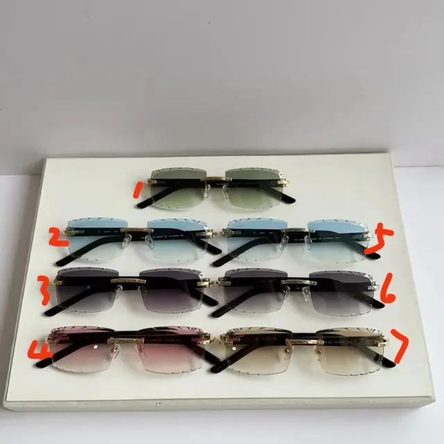 Rimless Beveled Rectangular Sunglasses Green