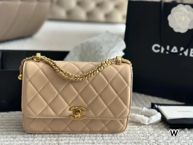 Chanel Quilted Flap Bag Beige