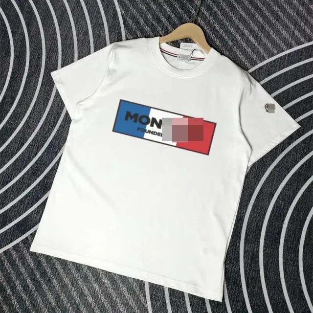 Moncler Tricolour Flag Logo T-Shirt 'White'