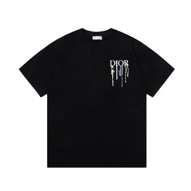 Dior Drip Logo Chest T-Shirt Black Multi