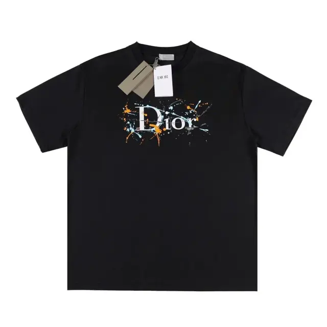 Dior Paint Splatter Logo T-Shirt Black