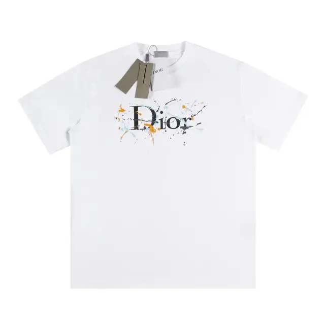 Dior Paint Splatter Logo T-Shirt White