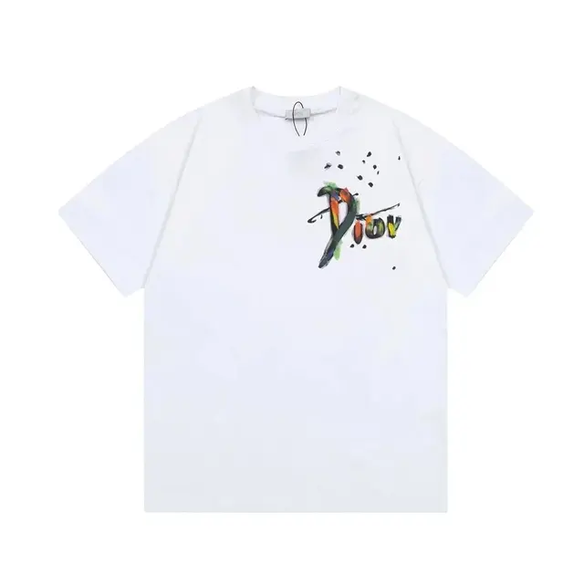 Dior Parrot Paint Splash T-Shirt White