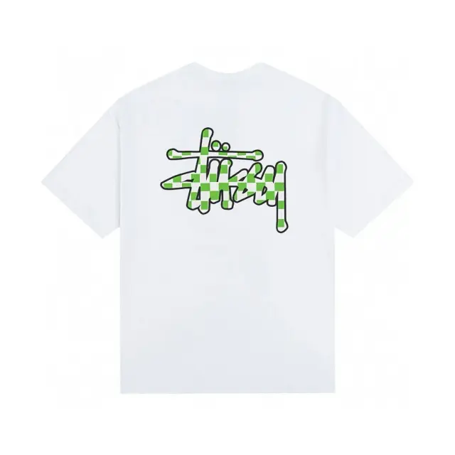 Stussy Checkerboard Logo White T-Shirt