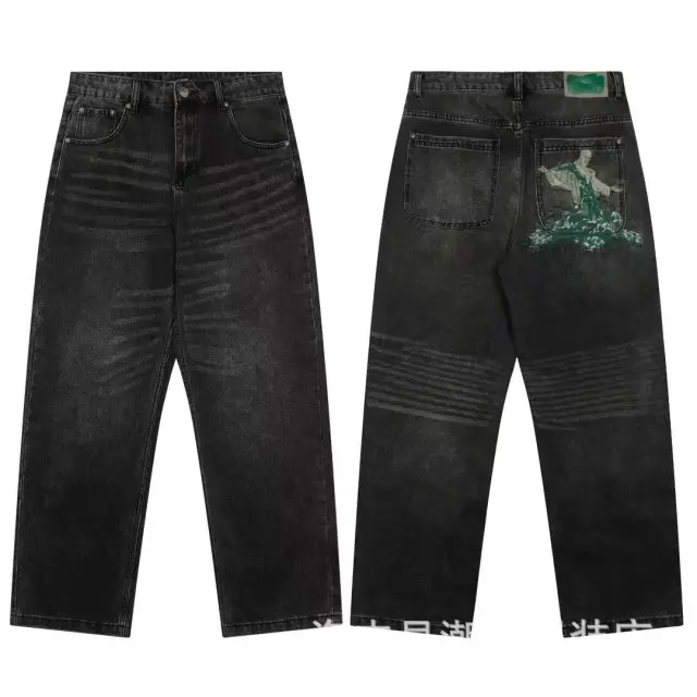 Schulze Religious Art Acid Wash Black Jeans