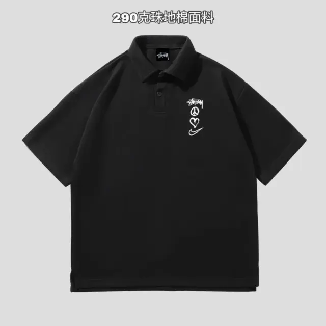 Nike x Stussy Peace Love Swoosh Polo Black