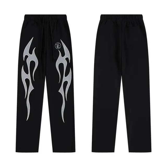 Hellstar Flame Sweatpants Black Silver