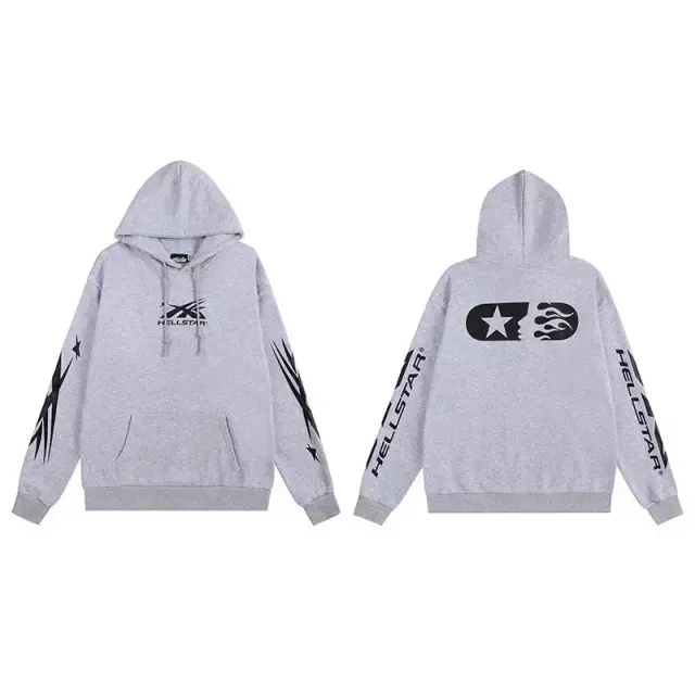 Hellstar Graphic Print Hoodie Grey