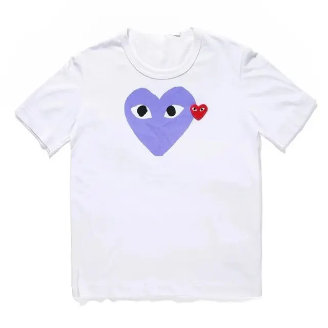 Comme des Garcons PLAY Double Heart T-Shirt White Purple