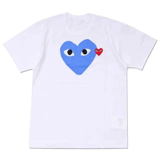 Comme des Garcons PLAY Double Heart T-Shirt White Blue