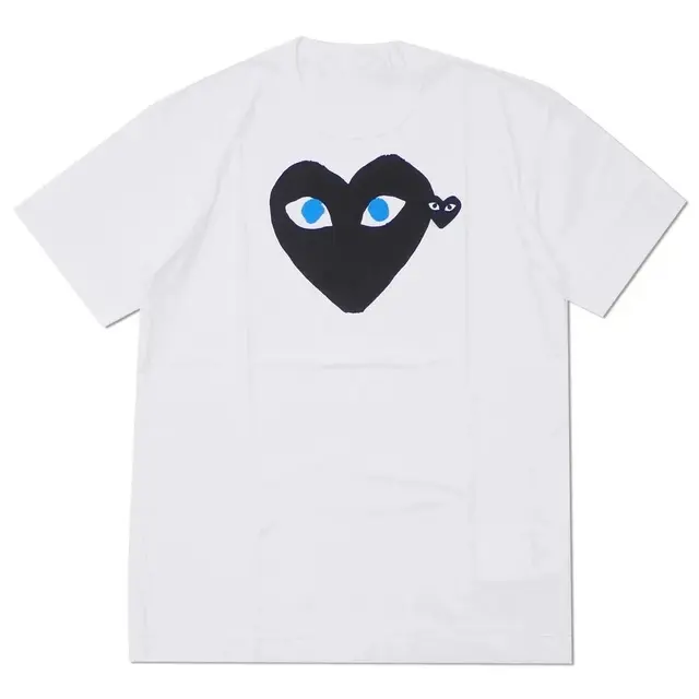 Comme des Garcons PLAY Blue Eyes Double Heart T-Shirt White Black