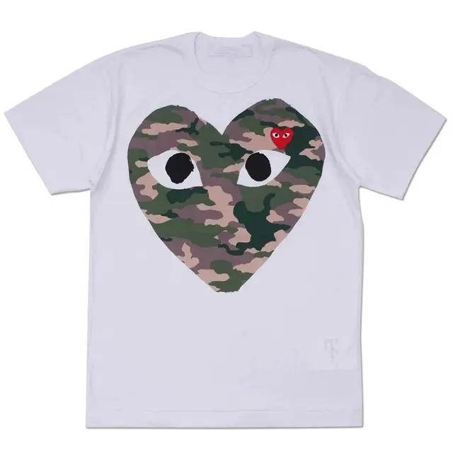 Comme des Garcons PLAY Big Camo Heart T-Shirt White