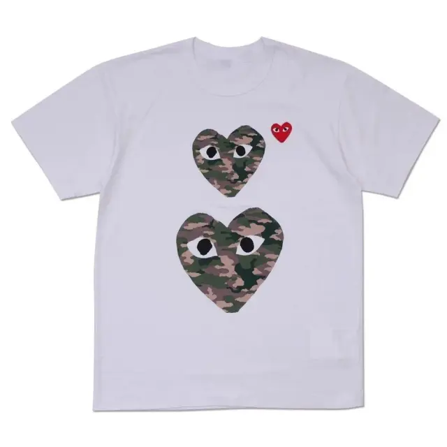 Comme des Garcons PLAY Two Camo Hearts T-Shirt White