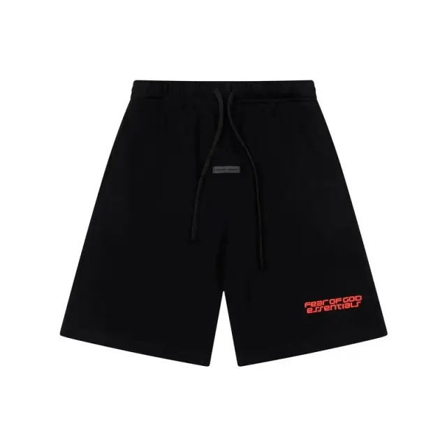 Fear of God Essentials Graphic Sweatshorts Black Red