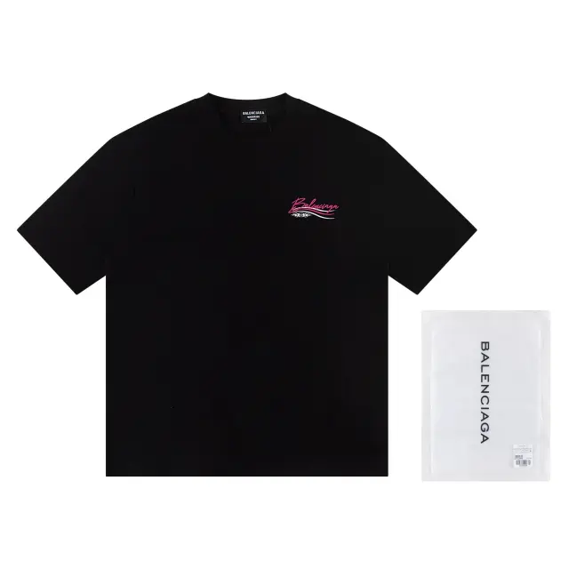 Balenciaga Script Wave Logo T-Shirt Black