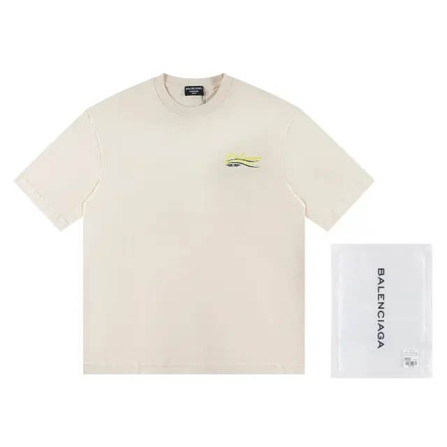 Balenciaga Script Wave Logo T-Shirt Off-White