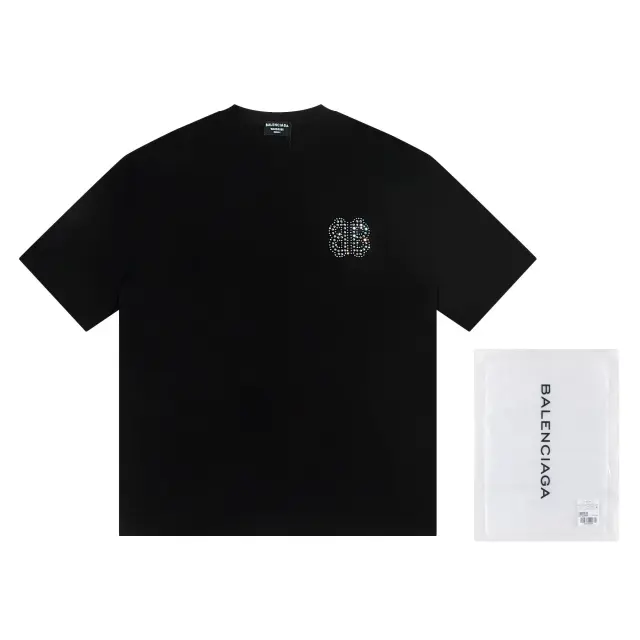 Balenciaga Rhinestone BB Logo T-Shirt Black