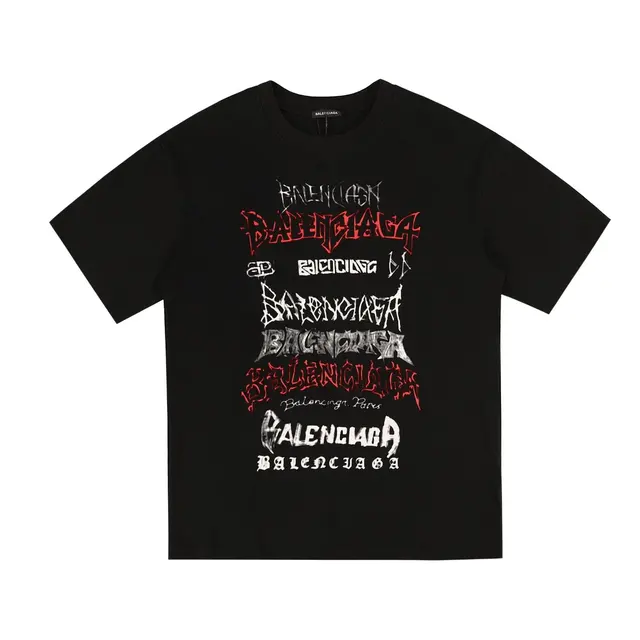 Balenciaga Multi Metal Logo T-Shirt Black