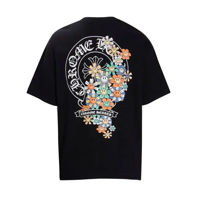 Chrome Hearts Smiley Floral Horseshoe T-Shirt Black