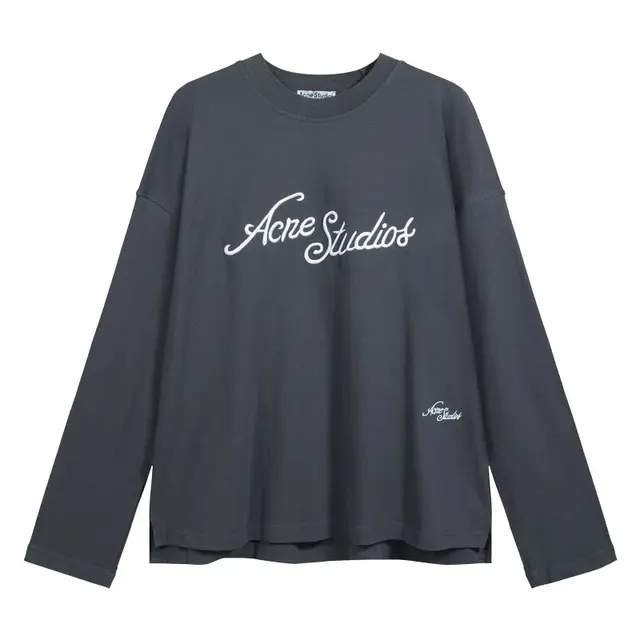 Acne Studios Script Logo Long-Sleeve T-Shirt Blue-Grey