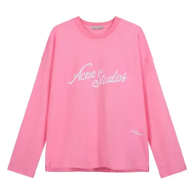 Acne Studios Script Logo Long-Sleeve T-Shirt Pink