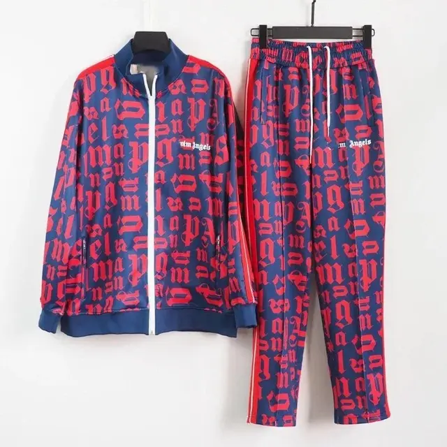 Palm Angels Monogram Tracksuit Blue and Red