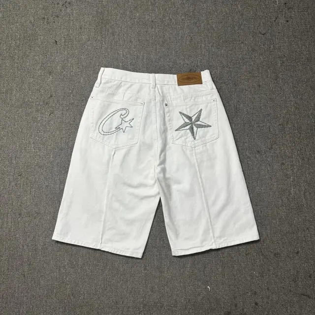 Corteiz C-Star Denim Shorts White