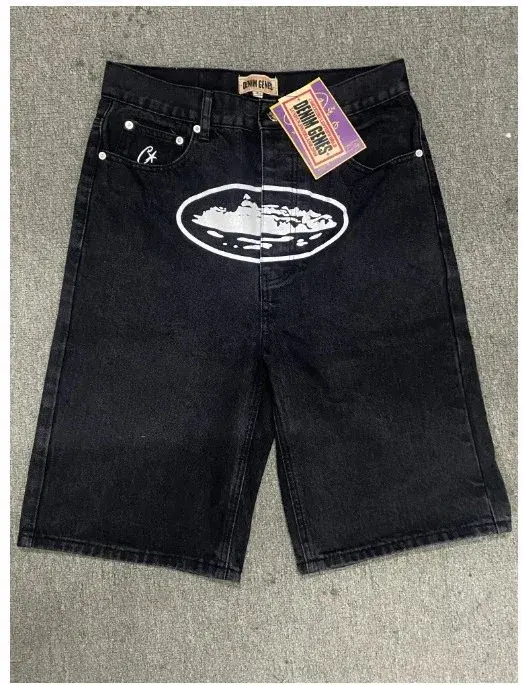 Corteiz Alcatraz Denim Shorts Black