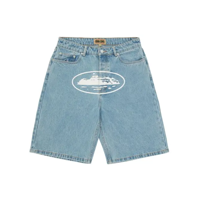 Corteiz Alcatraz Denim Shorts Light Blue