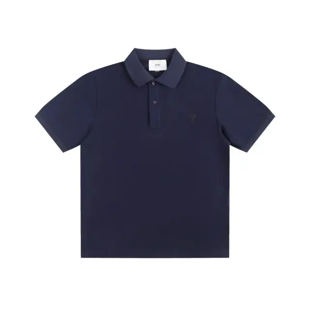 AMI Paris Ami de Coeur Polo Shirt Navy