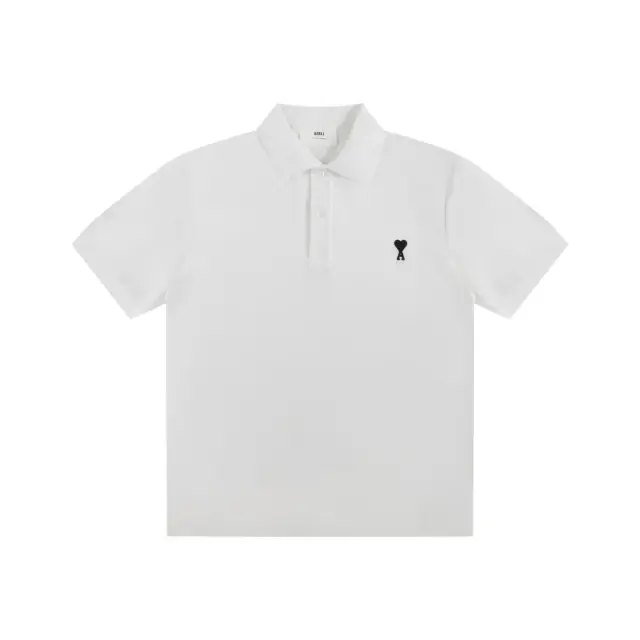AMI Paris Ami de Coeur Polo Shirt White